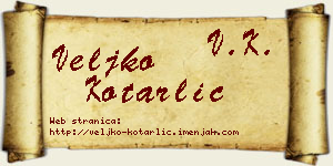 Veljko Kotarlić vizit kartica